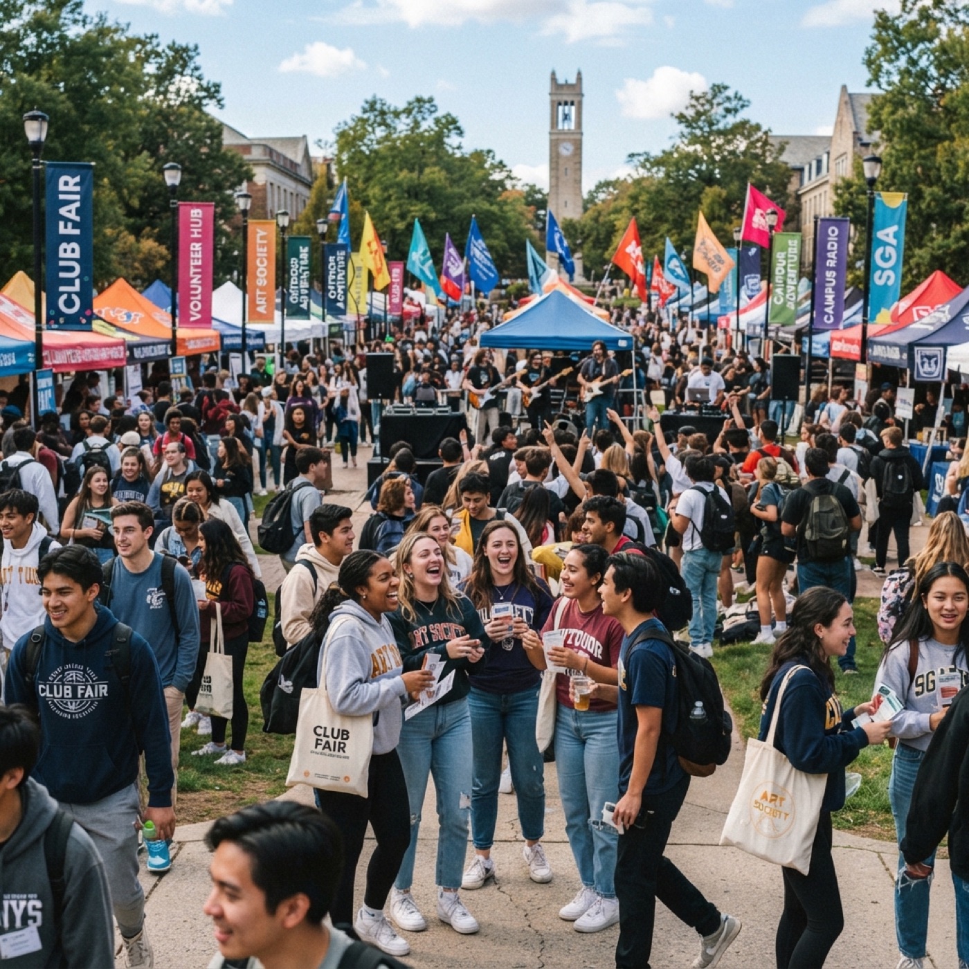 High-energy university campus event